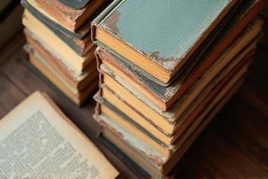 Gently used books stacked on a wooden table, ready for new readers at Willow & Thorn