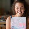Sofia Gomes delighted after attending a bookbinding workshop